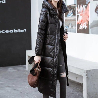 Lång Vinterrock Dam Figursydd Bomull Polyester-4