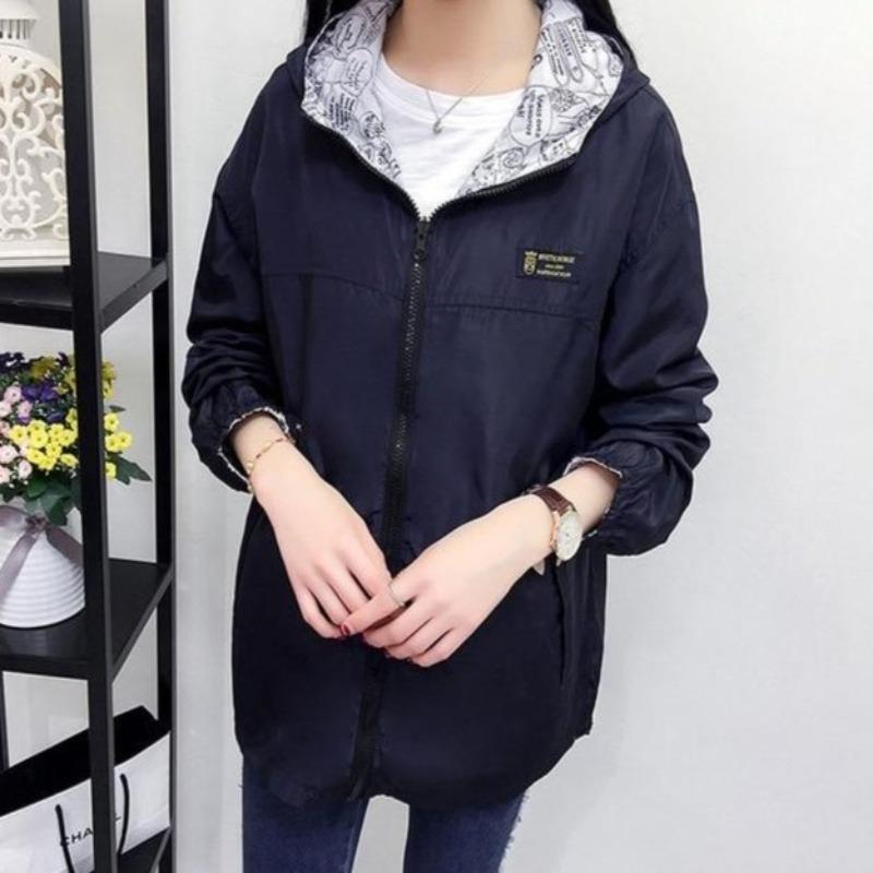 Vändbar Damjacka 2-i-1 i Polyester – Andningsbar Vindjacka med Fickor för Damer 10