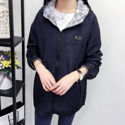 Vändbar Damjacka 2-i-1 i Polyester – Andningsbar Vindjacka med Fickor för Damer 10