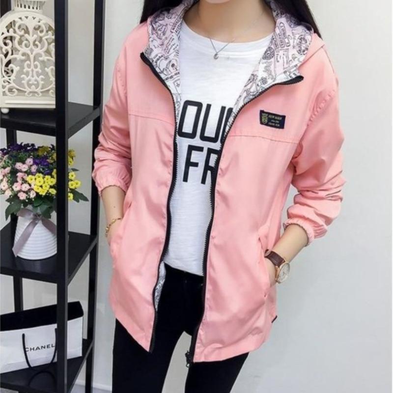 Vändbar Damjacka 2-i-1 i Polyester – Andningsbar Vindjacka med Fickor för Damer 8