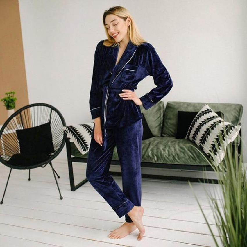 Variant image for Dam Loungewear Set i Sammet med Lurex Glitter Elastan Polyester-7