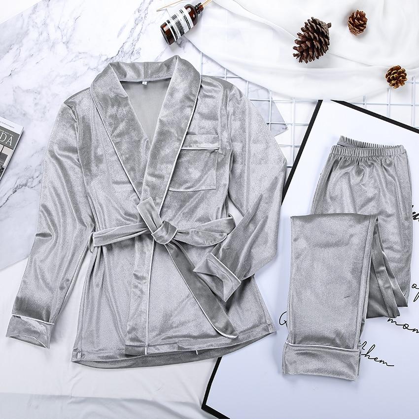Variant image for Dam Loungewear Set i Sammet med Lurex Glitter Elastan Polyester-1