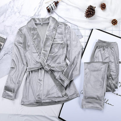 Variant image for Dam Loungewear Set i Sammet med Lurex Glitter Elastan Polyester-1