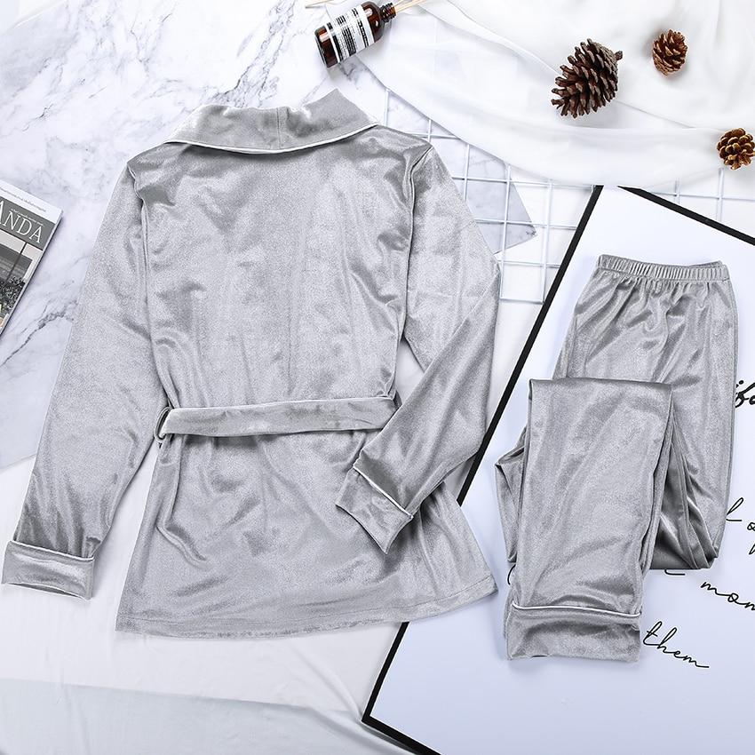 Dam Loungewear Set i Sammet med Lurex Glitter Elastan Polyester-2