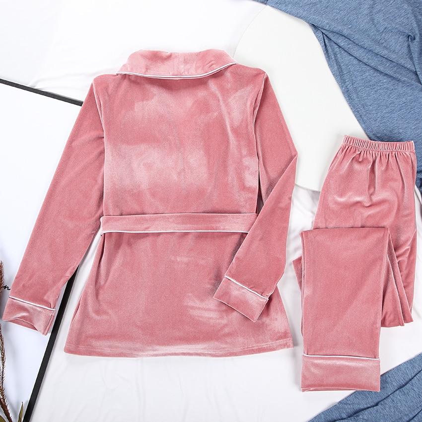 Dam Loungewear Set i Sammet med Lurex Glitter Elastan Polyester-4
