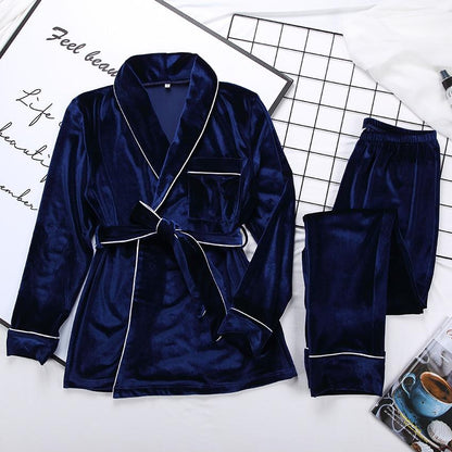 Dam Loungewear Set i Sammet med Lurex Glitter Elastan Polyester-5