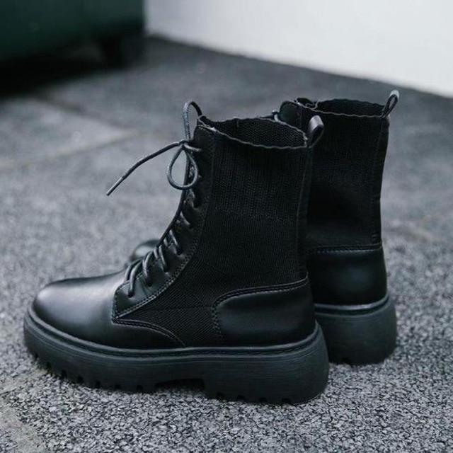 Dam Stövlar Snörning Hög Axel Ekoläder 5