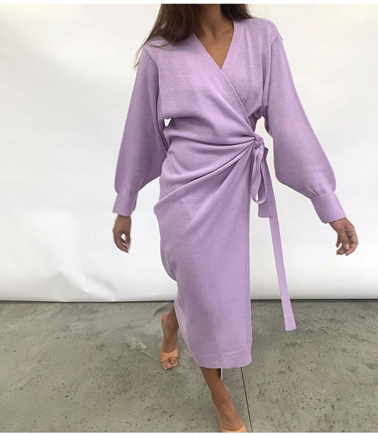 Fina Dam Klänningar Överdimensionerad V-Hals Bomull Polyester-1