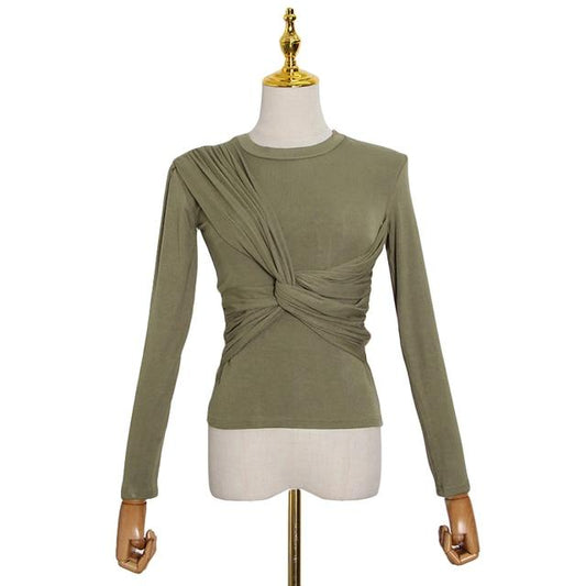 Herrskjorta Stickad Rund Hals Bomull Polyester-1