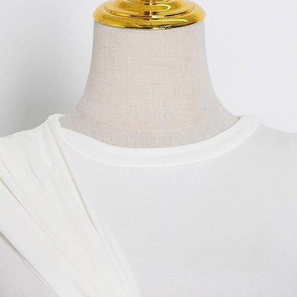 Herrskjorta Stickad Rund Hals Bomull Polyester-4