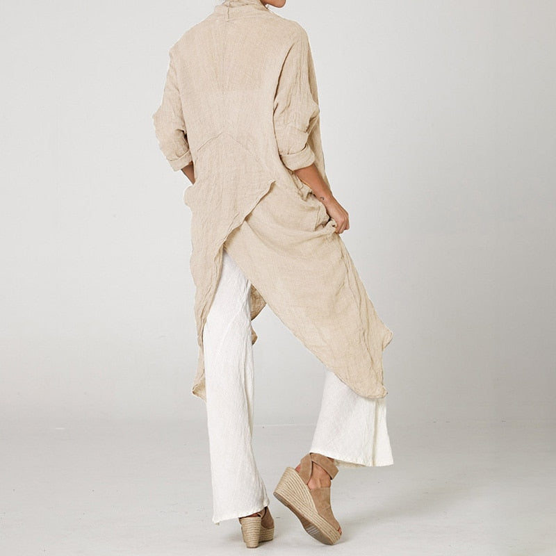 Tunika Dam Asymmetrisk Lätt Material för Sommarbruk-3