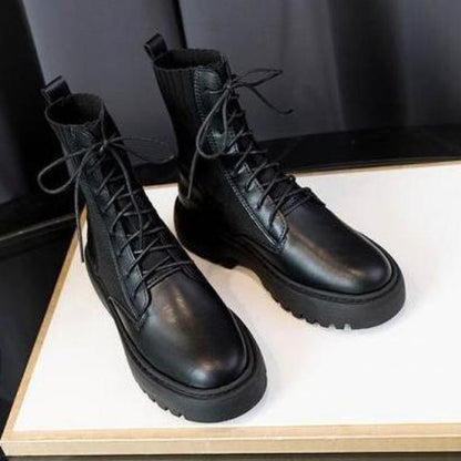 Dam Stövlar Snörning Hög Axel Ekoläder 2