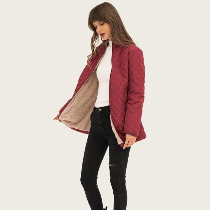 Damjacka Modern Design i Bomull och Polyester för Hösten-3