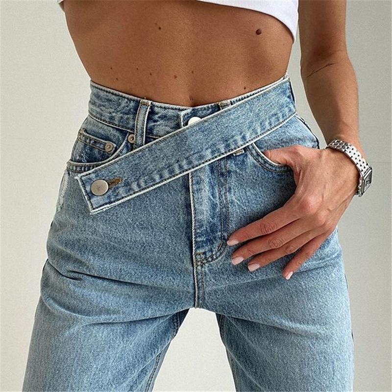 Dam Jeans Hög Midja Wolff Modell i Bomull-1