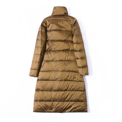 Lång Vinterrock Dam Vändbar Bomull Polyester-3