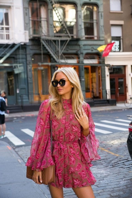 Kvinnors Chiffongklänning Blommönster Luftig Chiffong 5