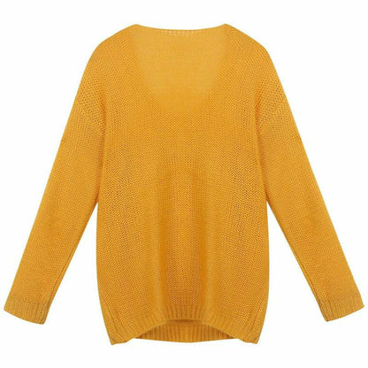 Dam Stickad Tröja Patchwork Polyester och Bomull-3