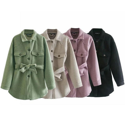 Dam Designerrock med Midjebälte Bomull Polyester-5