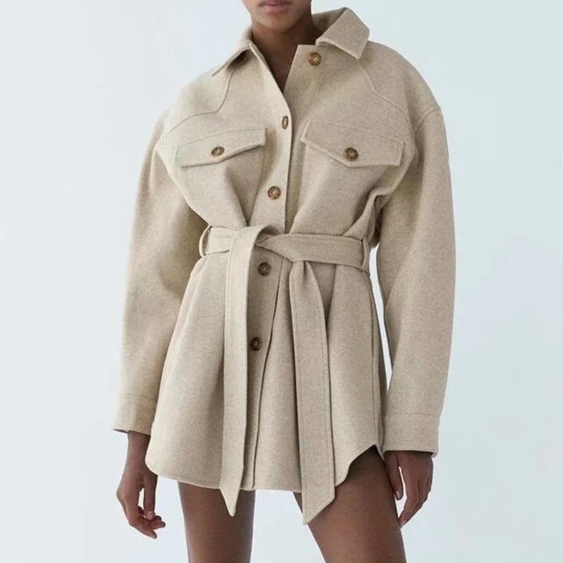 Dam Designerrock med Midjebälte Bomull Polyester-2