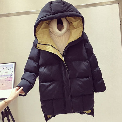 Variant image for Vinterjacka Dam Lång Med Rymlig Huva och Tvåvägs Blixtlås Bomull Polyester-9