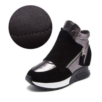 Dam Sneakers med Medelstor Kilhäl i Mocka och Plysch – Bekväm och Elegant Design för Vardag och Fest 8