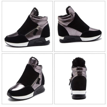 Dam Sneakers med Medelstor Kilhäl i Mocka och Plysch – Bekväm och Elegant Design för Vardag och Fest 6
