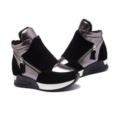 Dam Sneakers med Medelstor Kilhäl i Mocka och Plysch – Bekväm och Elegant Design för Vardag och Fest 5