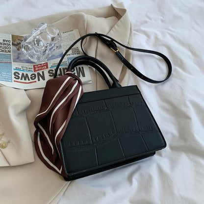 Dam Liten Handväska Krokodilutseende Ekoläder med Gyllene Detaljer-2