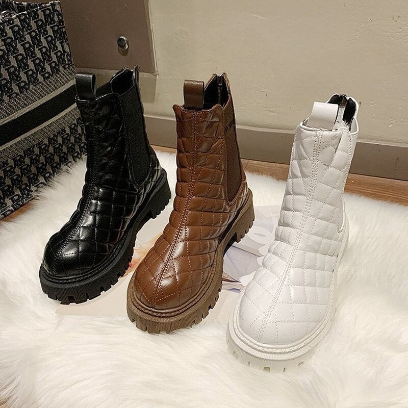 Dam Stövlar Hög Axel Eco Leather Elastiska Insatser för Komfort-2