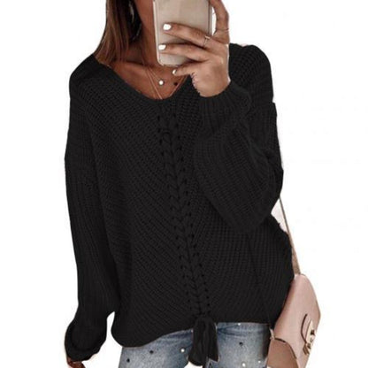 Dam Stickad Tröja Trendig Design Mjuk Bomull och Polyester-6
