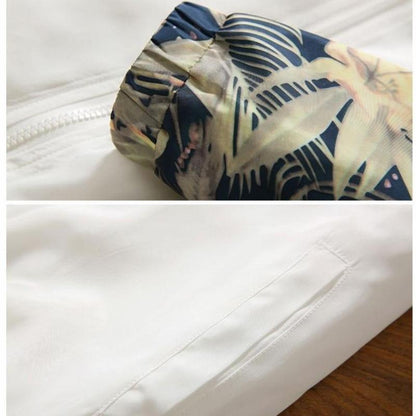 Dam Höstjacka Floraltryck Avslappnad Polyester-2