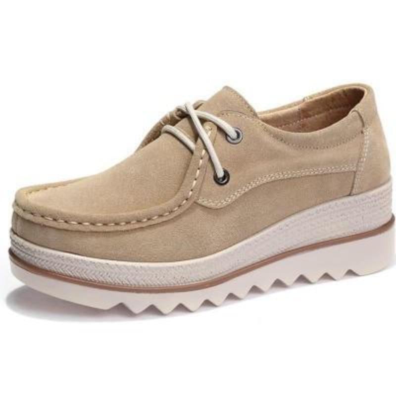 Dam Sneakers Sportiga Plattform Läder 5