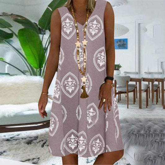 Dam Klänning Lätt Design Trendig Bomull Polyester-1