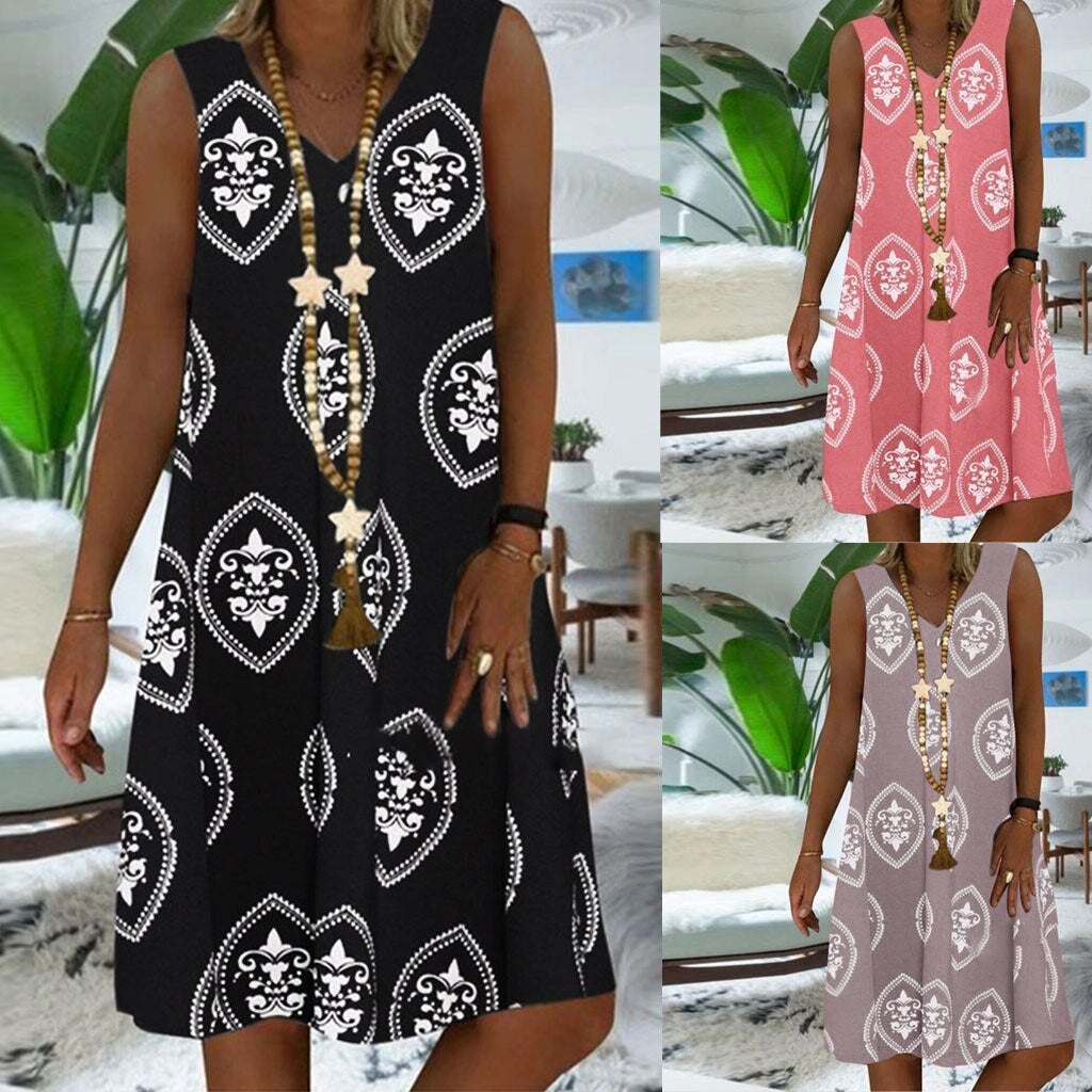 Dam Klänning Lätt Design Trendig Bomull Polyester-2