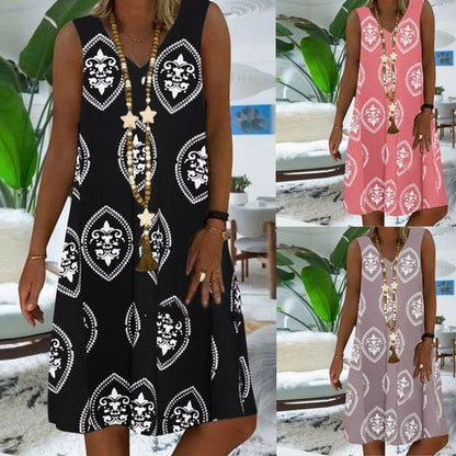 Dam Klänning Lätt Design Trendig Bomull Polyester-2