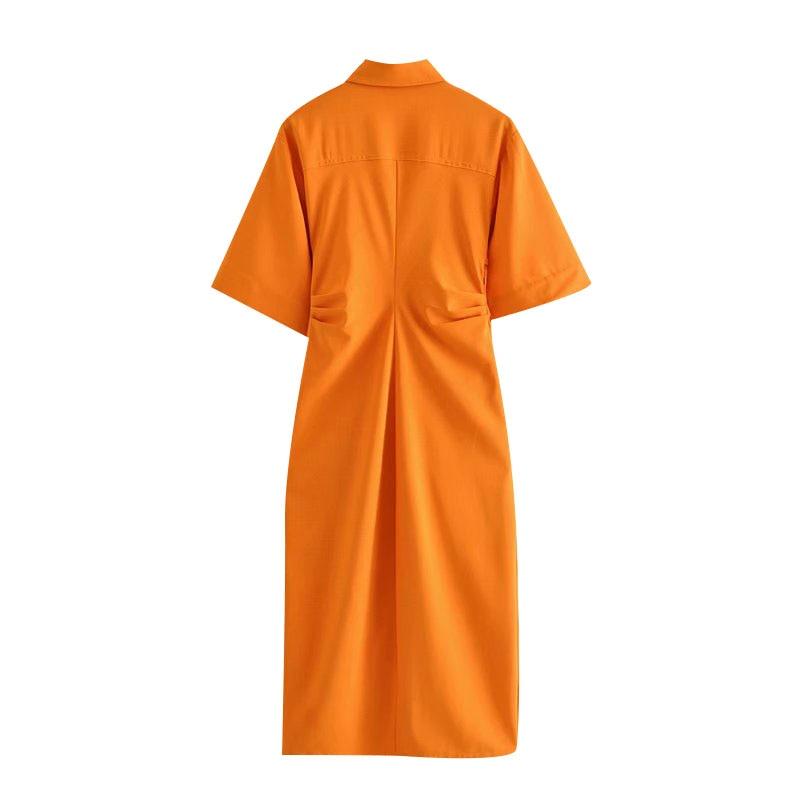 Skjortklänning Dam Avslappnad V-hals Bomull Polyester-2