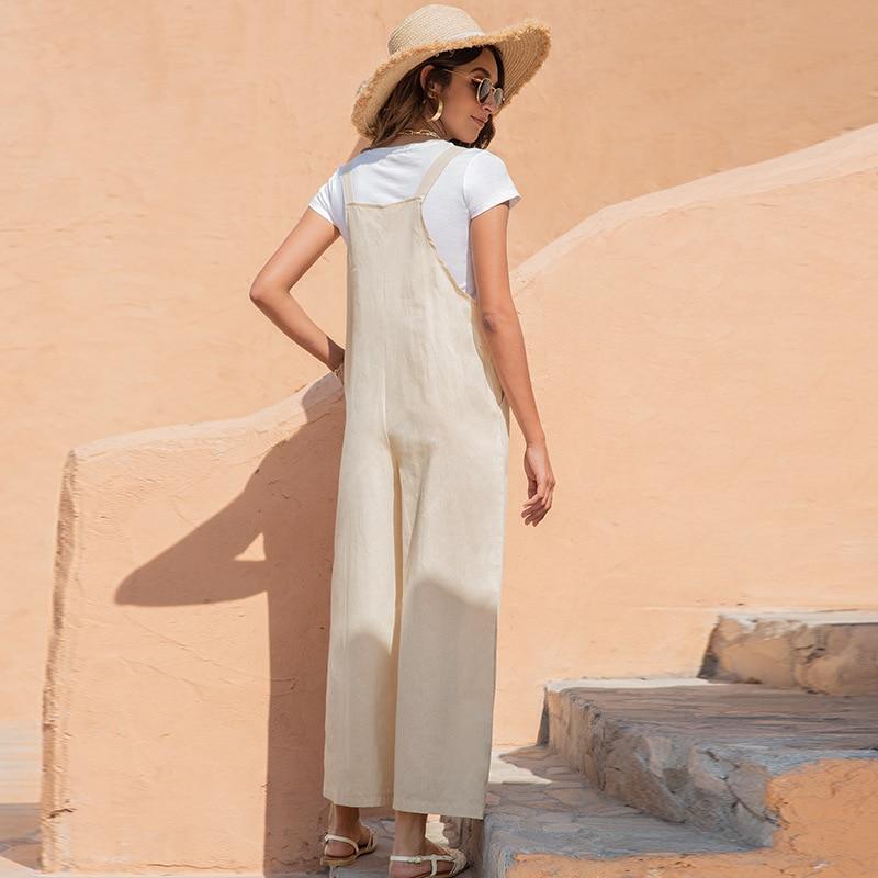 Dam Jumpsuit Justerbara Spaghettiband Bomull Polyester Elegant Design-3