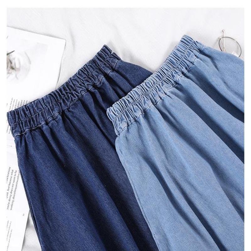 Dam Lång Jeanskjol Hög Midja Denim-6