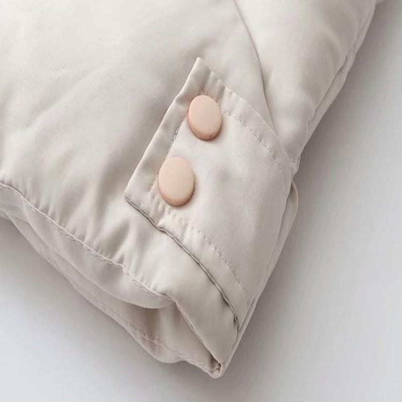 Dam Lång Vinterjacka Quiltad Bomull Polyester med Rymlig Huva-4