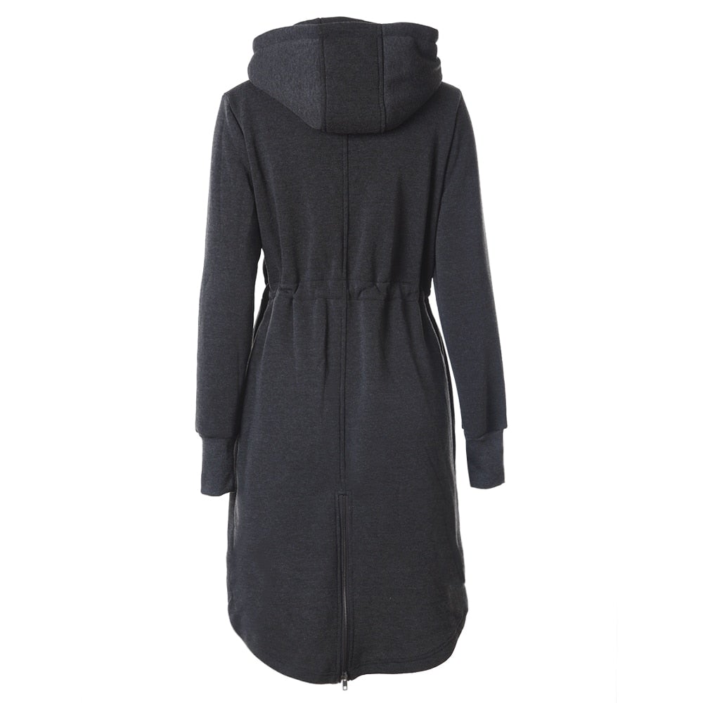 Dam Kappa Sportig Asymmetrisk Bomull och Polyester med Huva-2