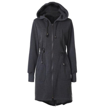 Dam Kappa Sportig Asymmetrisk Bomull och Polyester med Huva-4