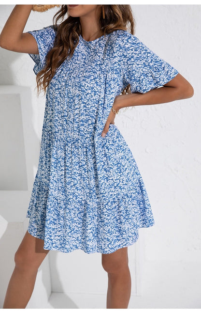 Dam Blomklänning Avslappnad Bomull Polyester-5