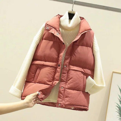 Dunväst Dam Överdimensionerad Vindtålig i Bomull och Polyester-4