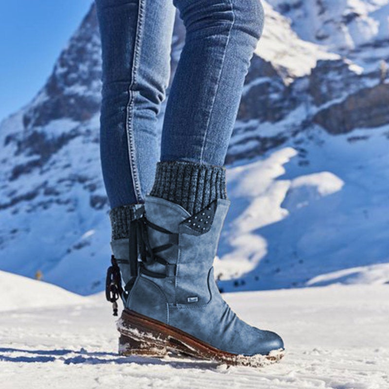 Dam Snöskor Modern Design Eco Leather Med Blixtlås och Mysig Inredning-2