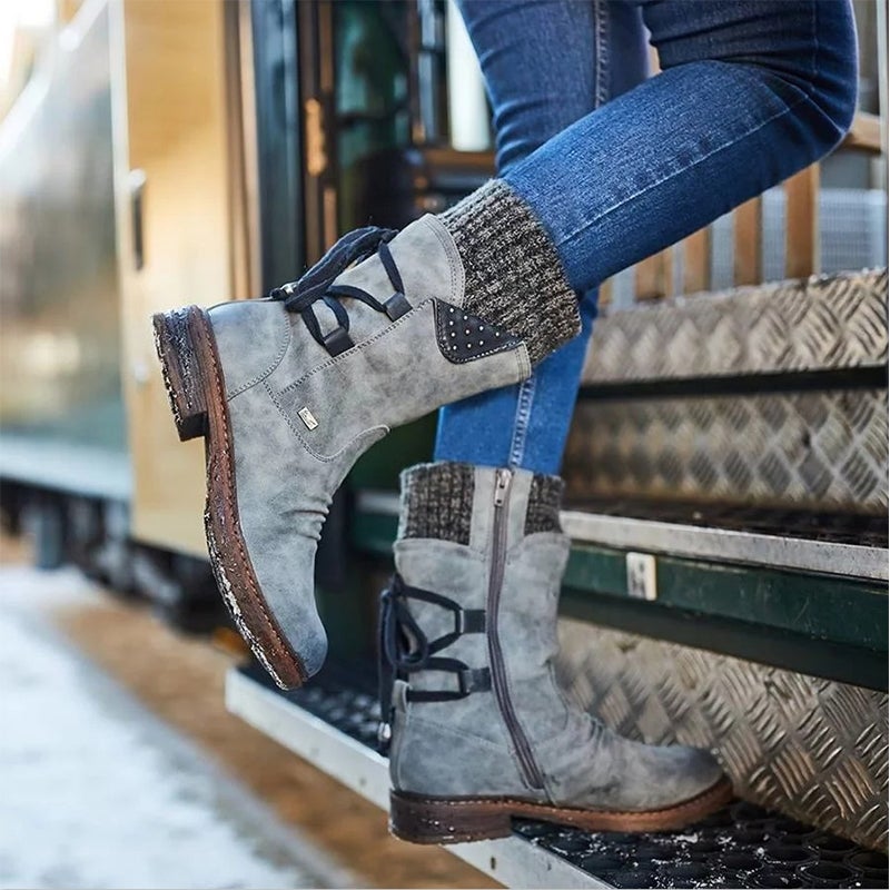 Dam Snöskor Modern Design Eco Leather Med Blixtlås och Mysig Inredning-6