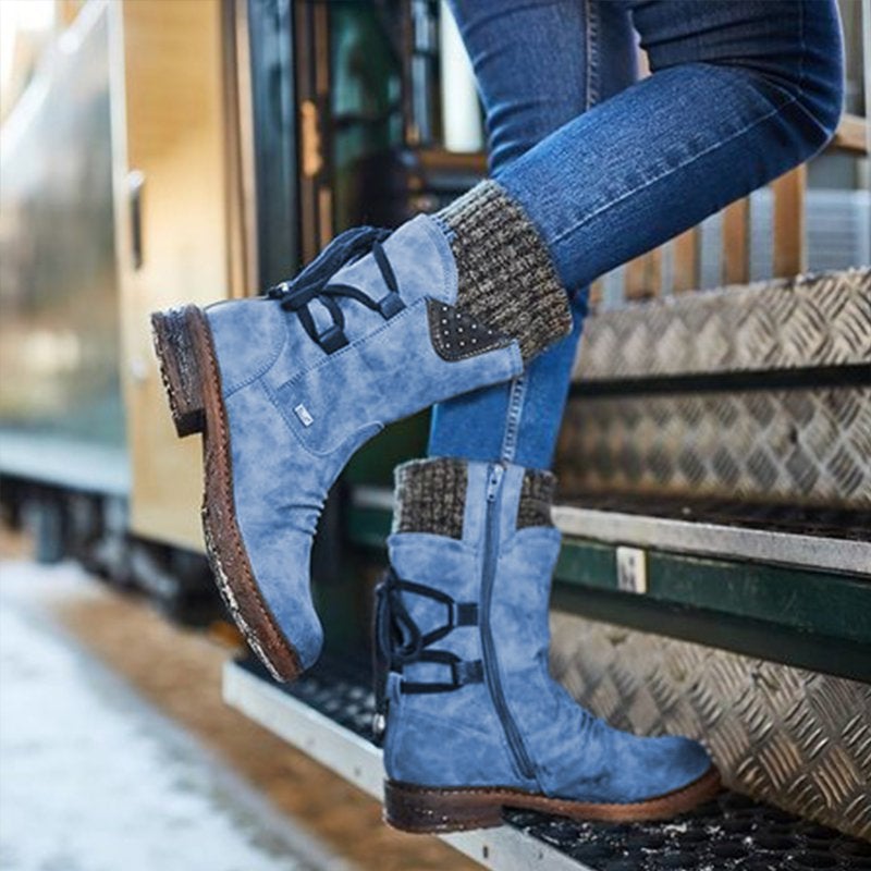 Dam Snöskor Modern Design Eco Leather Med Blixtlås och Mysig Inredning-3