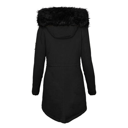 Vinterjacka Dam Parkas med Syntetisk Päls och Elegant Midja-3
