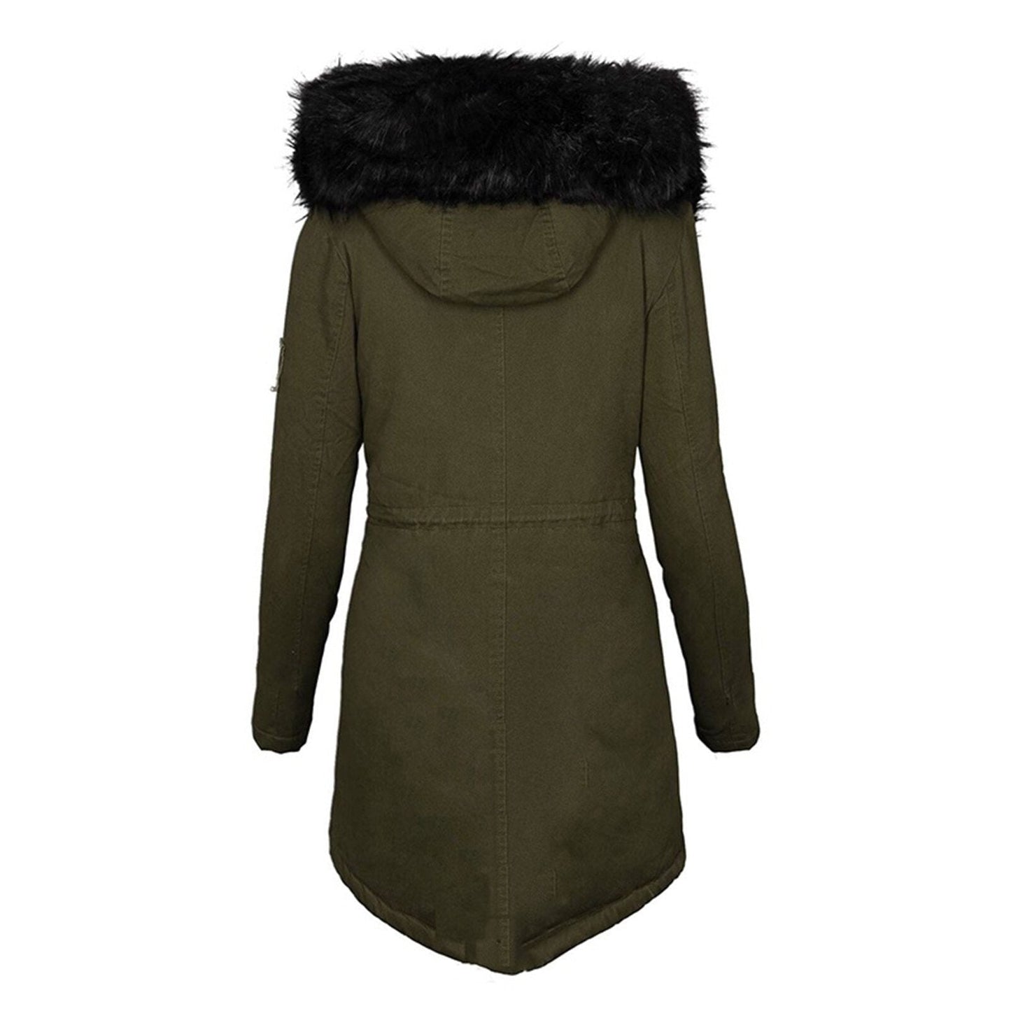 Vinterjacka Dam Parkas med Syntetisk Päls och Elegant Midja-5