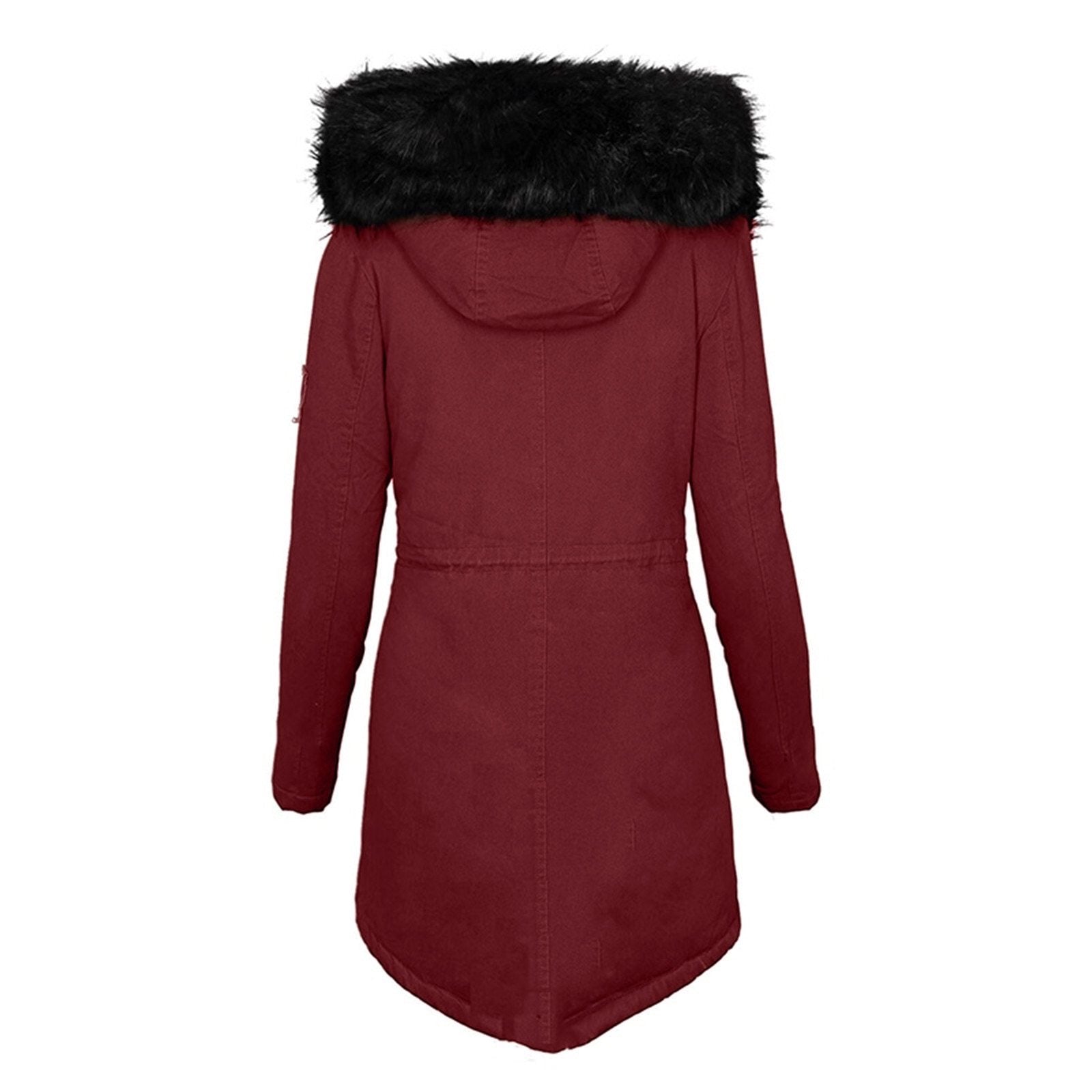 Vinterjacka Dam Parkas med Syntetisk Päls och Elegant Midja-6