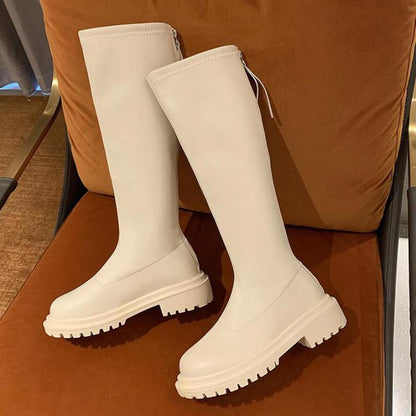 Fodrade Vinterstövlar Dam Trendig Eco Leather med Halkfri Sula och Blixtlås-2